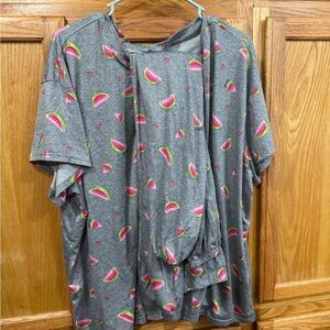 Gray Watermelon Print Pajama Set